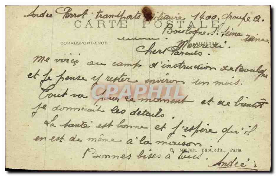 Souvenir Porte-Bonheur de Boulogne-sur-Seine — E. M. — Rückseite