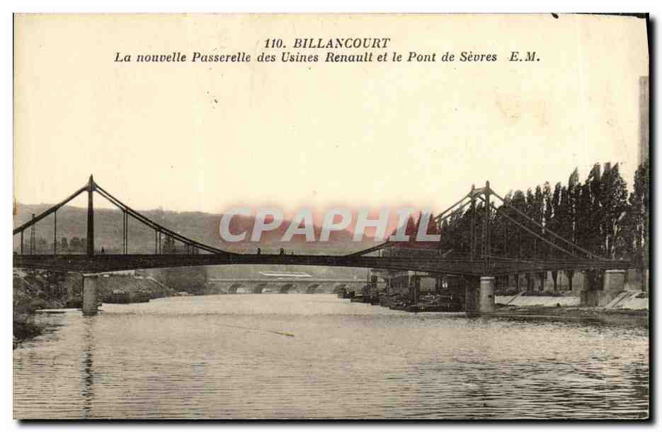 CPA Billancourt La nouvelle Passerelle des Usines Renault et le Pont de Sevres 