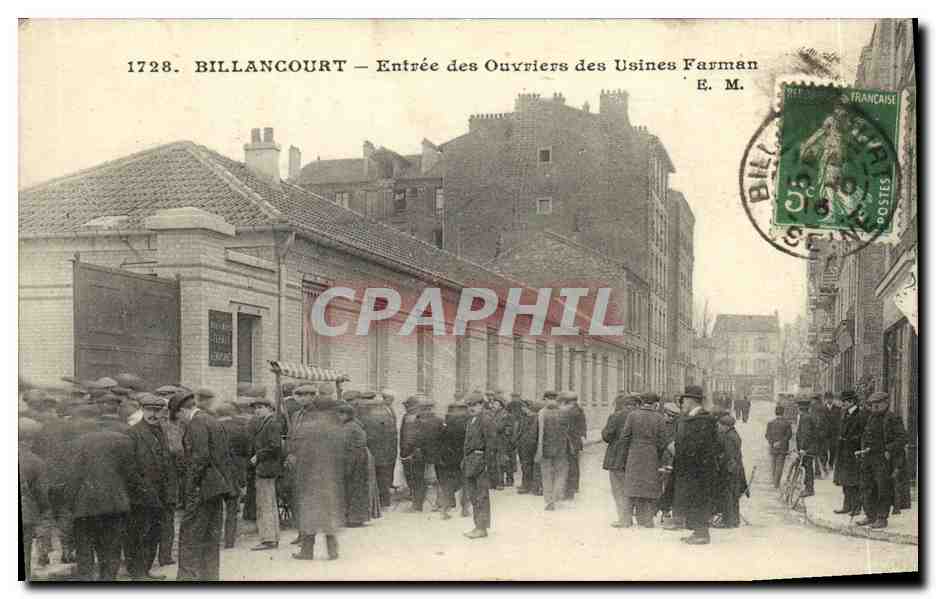 Billancourt — Entrada de los Trabajadores de las Fábricas Farman — E. M.