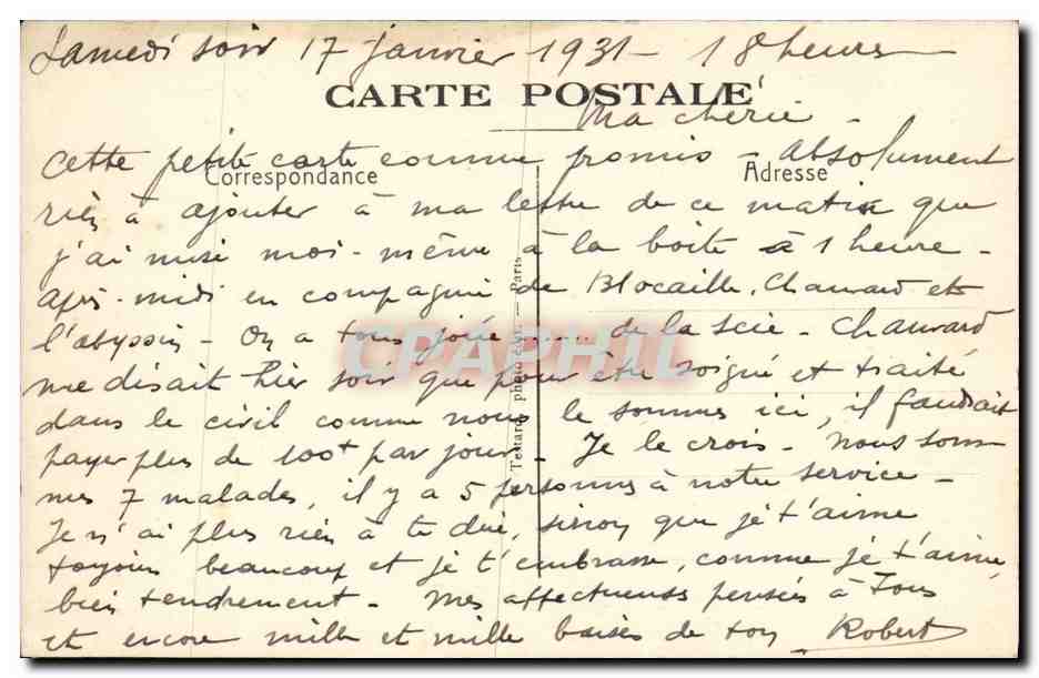 CPA Clamart Hopital Militaire Percy Laboratoire de Bacteriologie TOP — Rückseite