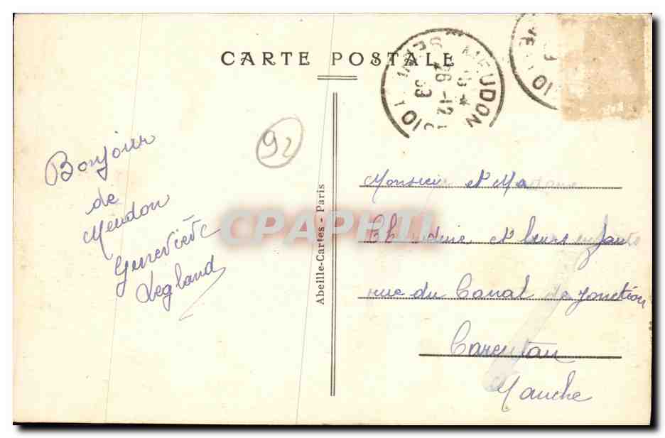 CPA Bois de Meudon La Porte de Fleury — Rückseite