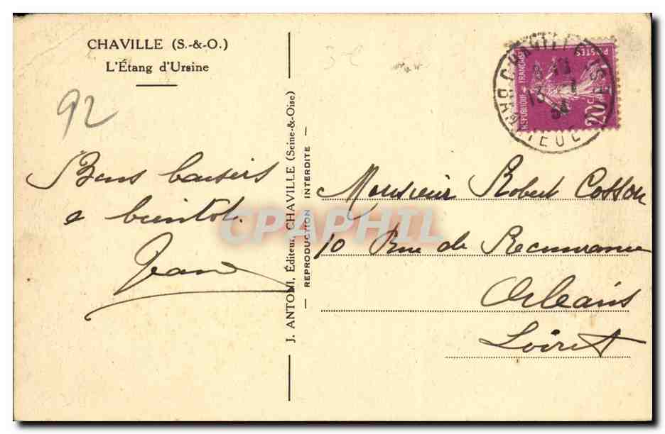 CPA Chaville L Etang d Ursine — Rückseite