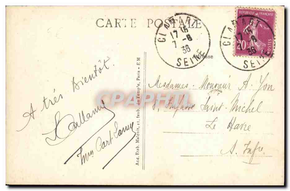 CPA Clamart Vue generale prise de l lnstitution familiale — Rückseite