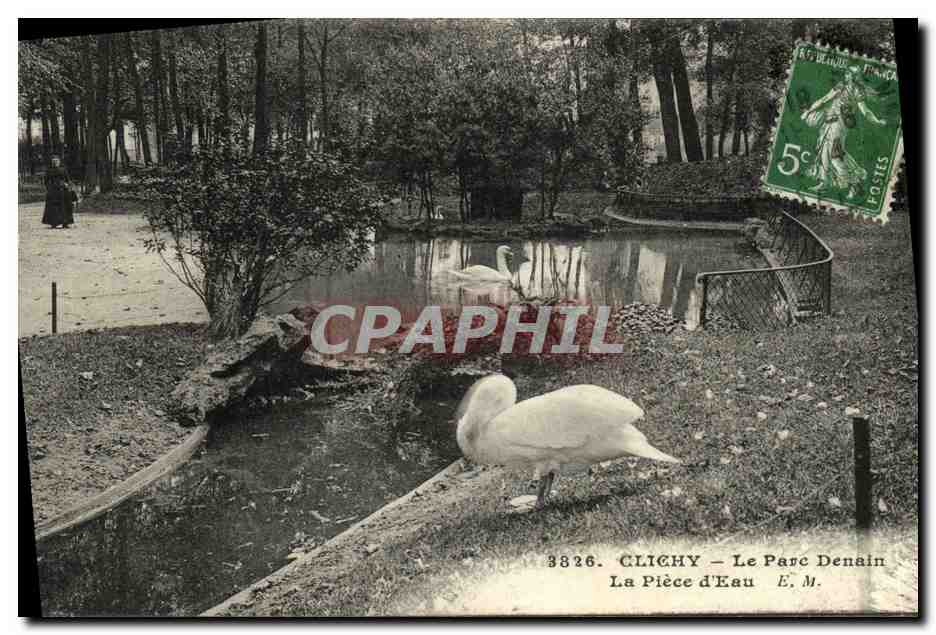 CPA Clichy Le Parc Denain La Piece d Eau Cygne