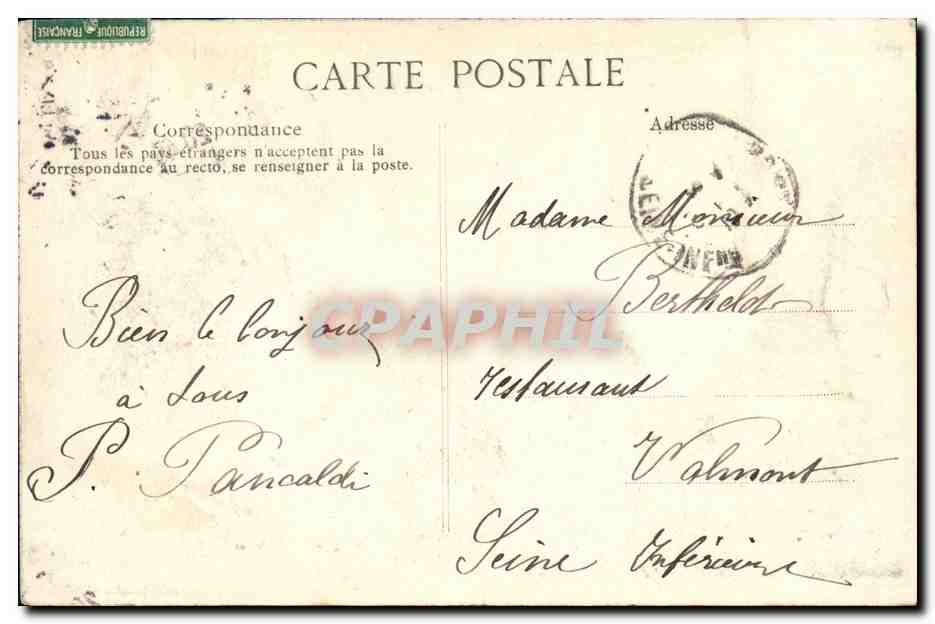 CPA Crue de la Seine Paris Clichy Place de la Mairie Inondations Janvier 1910 — Rückseite