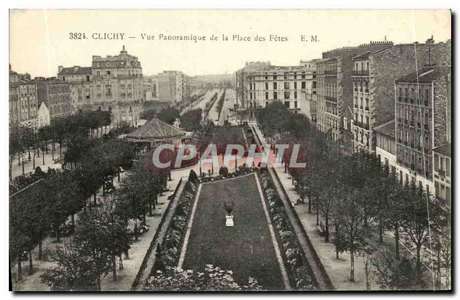 CPA Clichy Vue Panoramique de la Place des Fetes