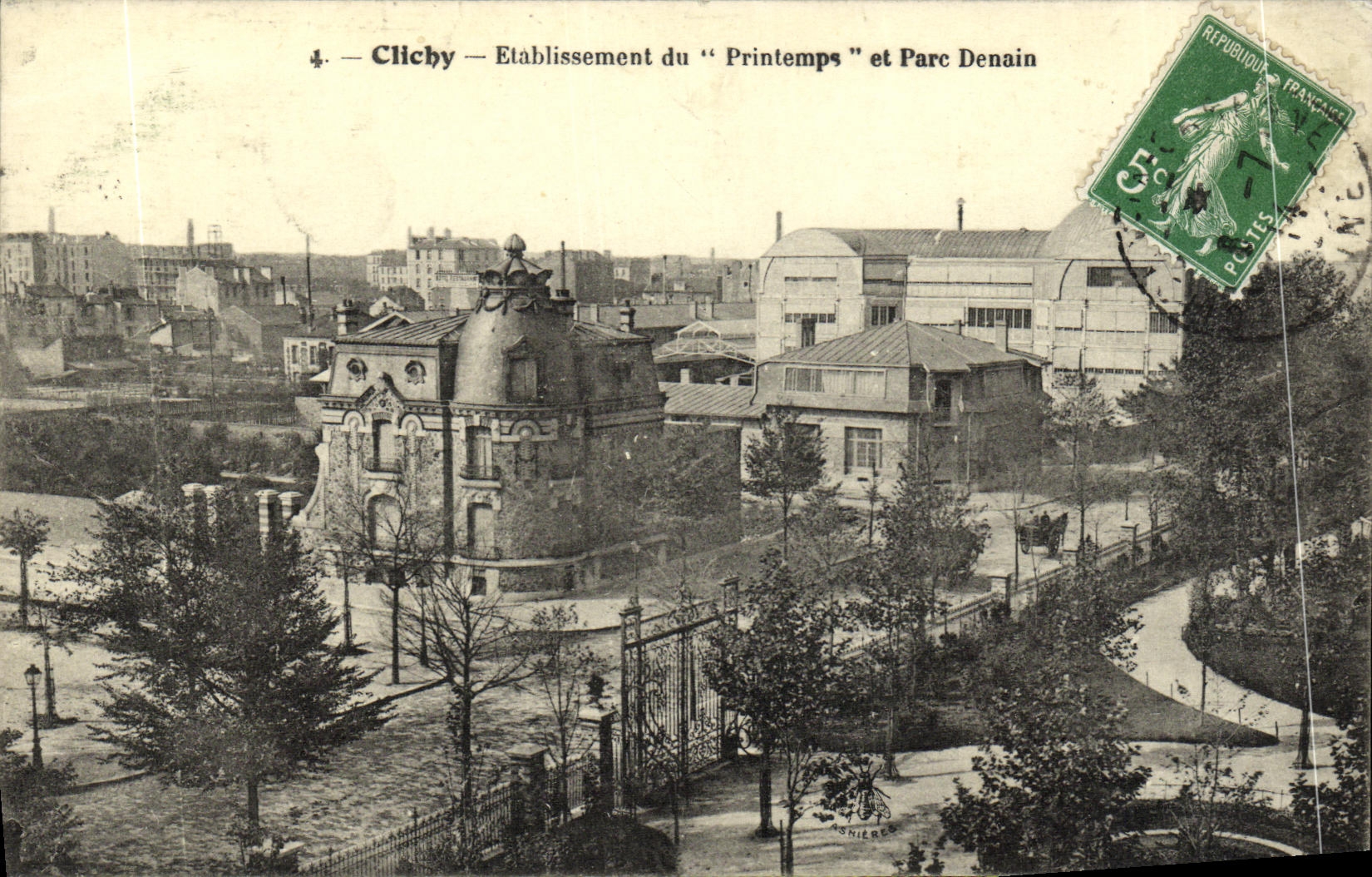 CPA Clichy Etablissement du Printemps et Parc Denain