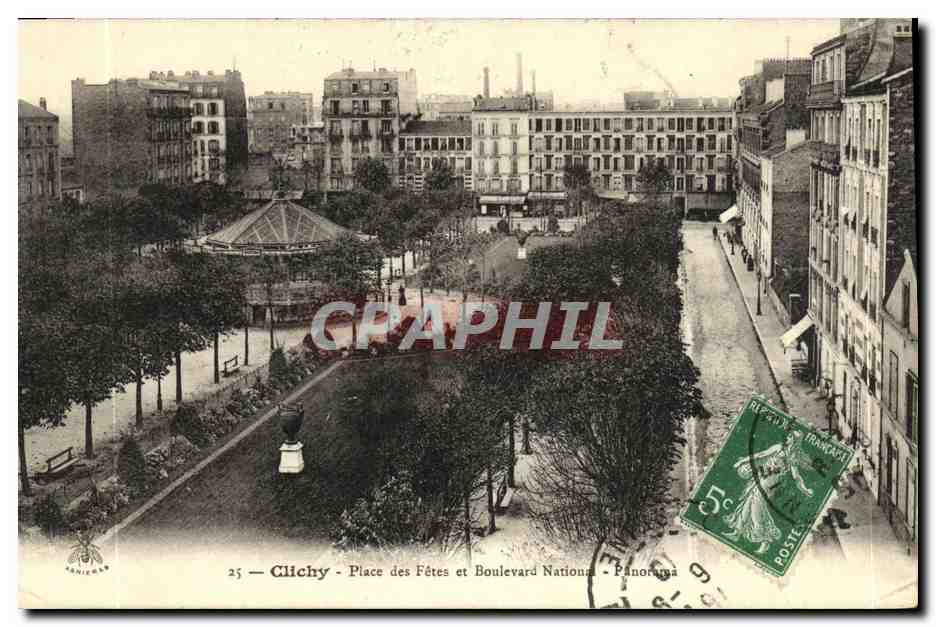 CPA Clichy Place des Fetes et Boulevard National Panorama