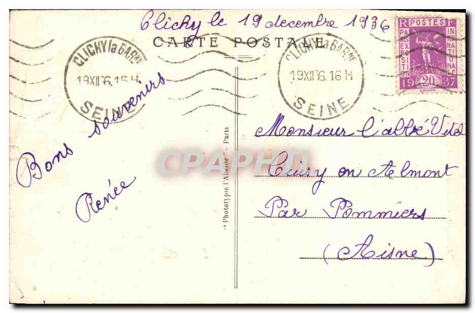 CPA Clichy Eglise N D Auxiliatrice — Rückseite
