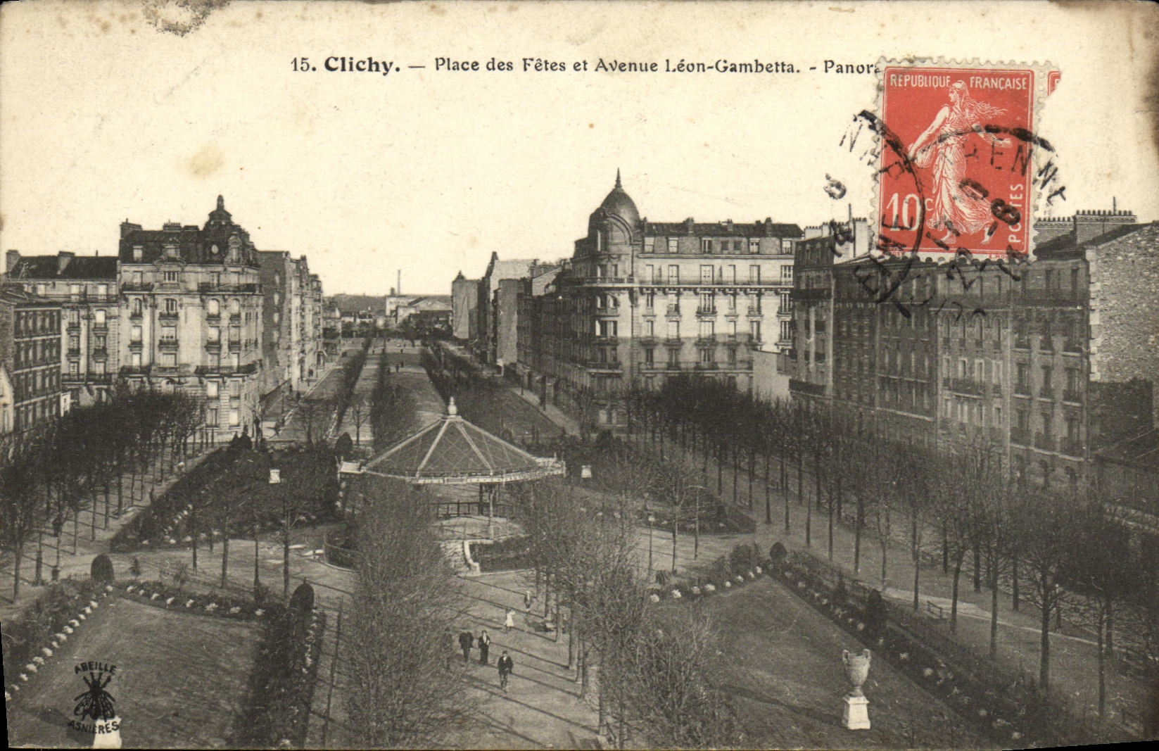 CPA Clichy Place des Fetes et avenue Leon Gambetta Panorama