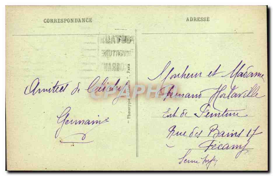 CPA Clichy Rue Villeneuve Imprimerie Grand Cafe de l hotel de ville — Rückseite