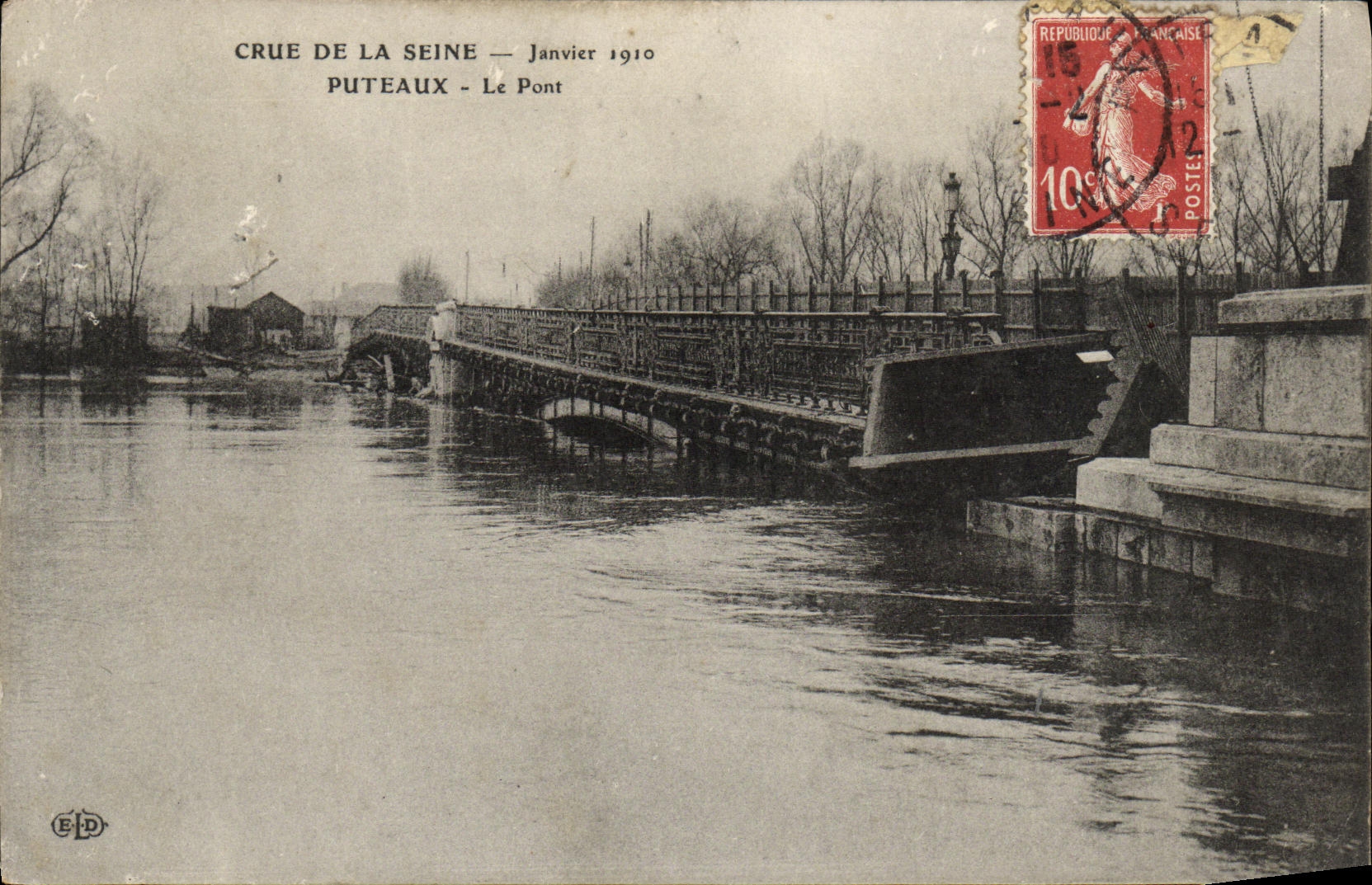 CPA Puteaux Le Pont Janvier 1910 Inondations 