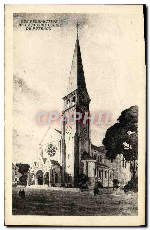 CPA Vue Perspective de la Future Eglise de Puteaux