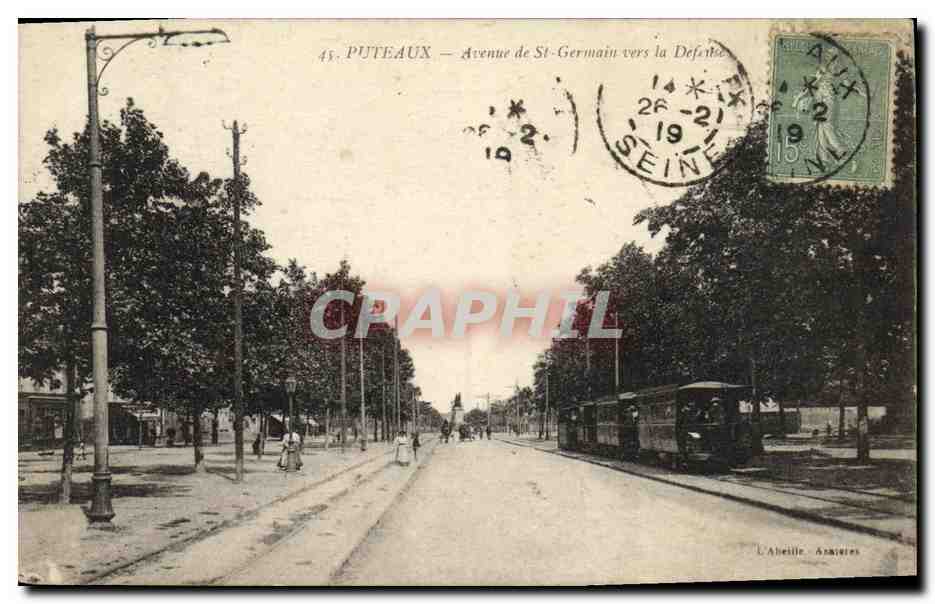 CPA Puteaux Avenue de St Germain vers la Defense Tramway
