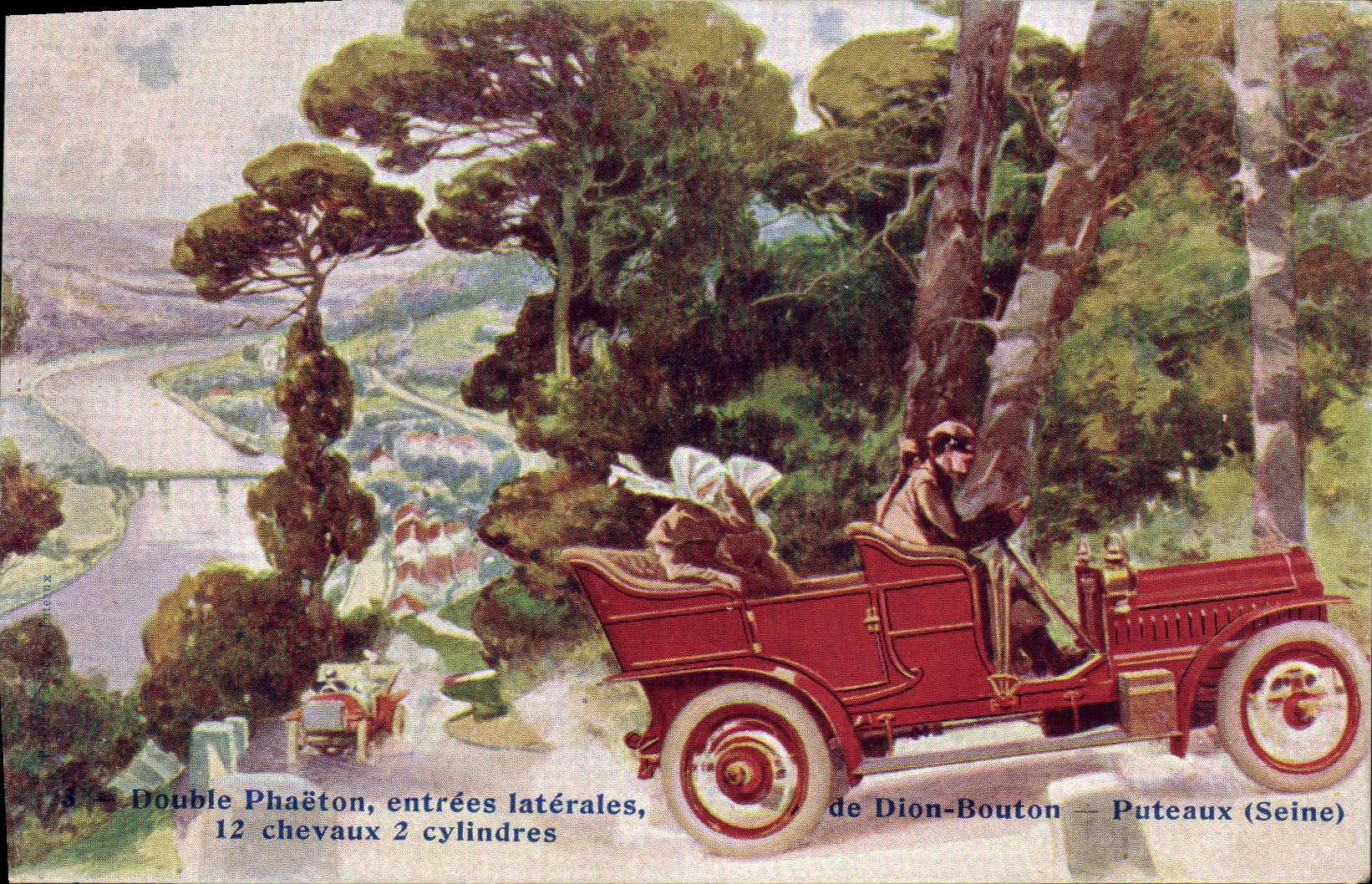 CPA Double Phaeton entrees laterales de Dion Bouton Puteaux Automobile 