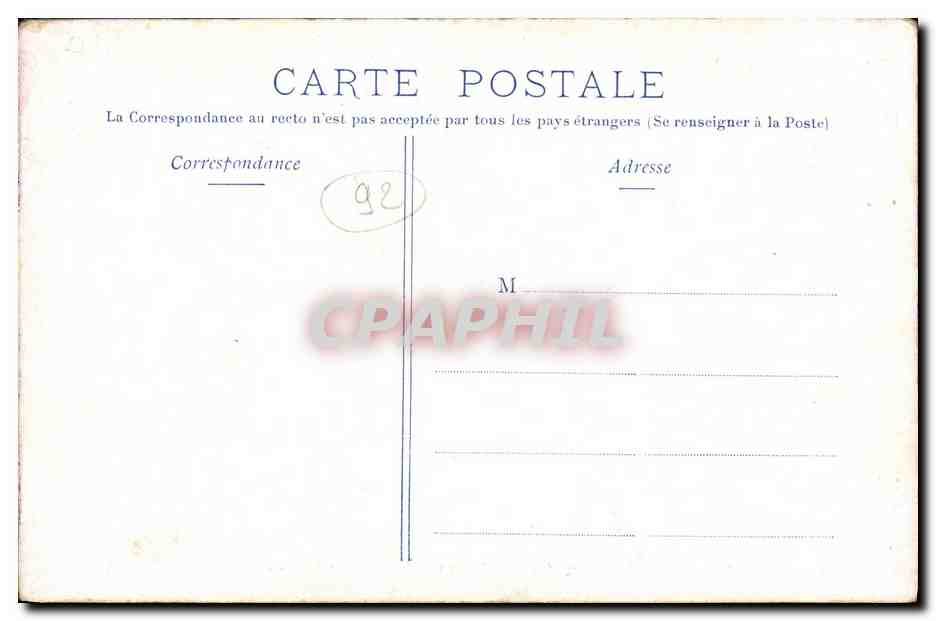 CPA Coupe Chevaux Cylindres de Dion Bouton Puteaux Automobile — Rückseite
