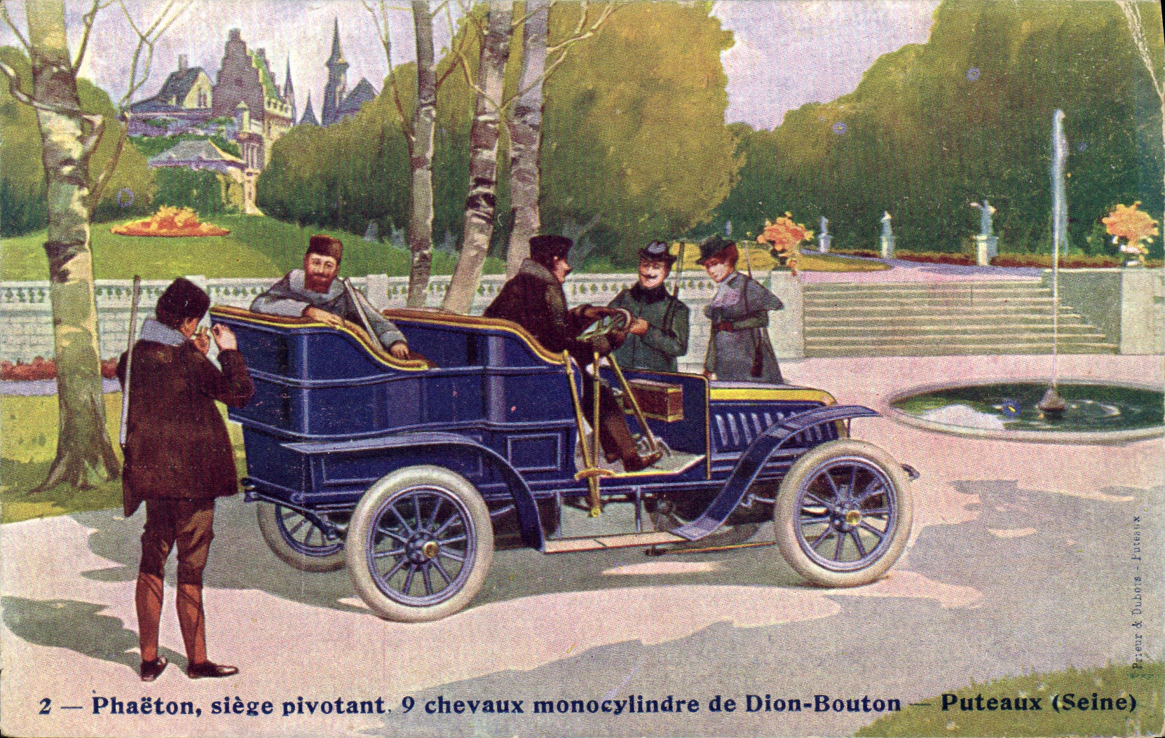CPA Phaeton siege pivotant chevaux monocylindre de Dion Bouton Puteaux Automobile