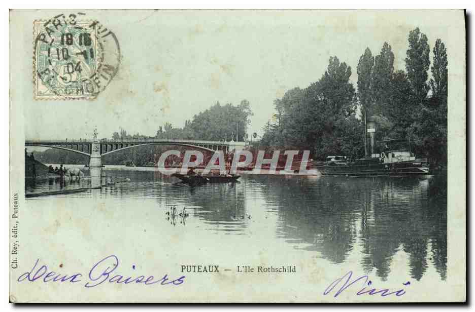 CPA Puteaux L lle Rothschild Bateau