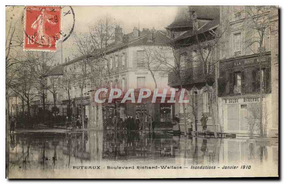 CPA Puteaux Boulevard Richard Wallace Inondatiosn Javier 1910