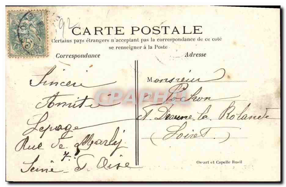 CPA Chateau de la Malmaison Cabinet de Travail de Napoleon l er — Rückseite