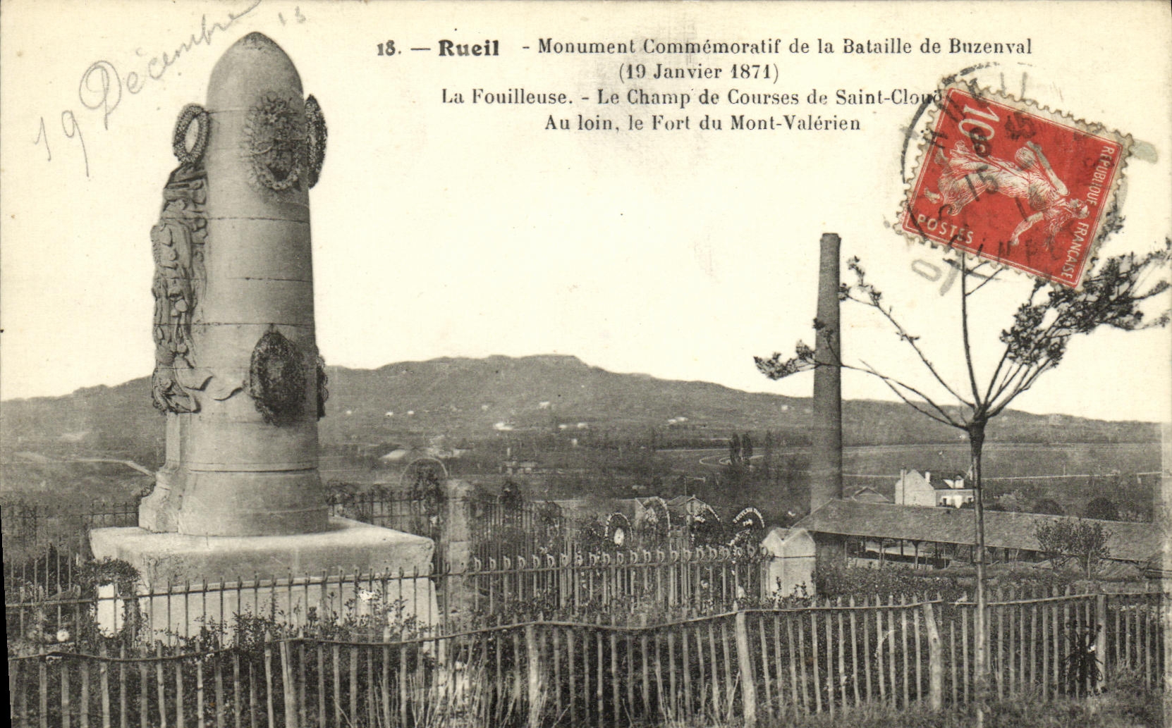 CPA Rueil Monument Commemoratif de la Bataille Buzenval La fouilleuse Le champ de courses de Saint cloud Mont Valerien 