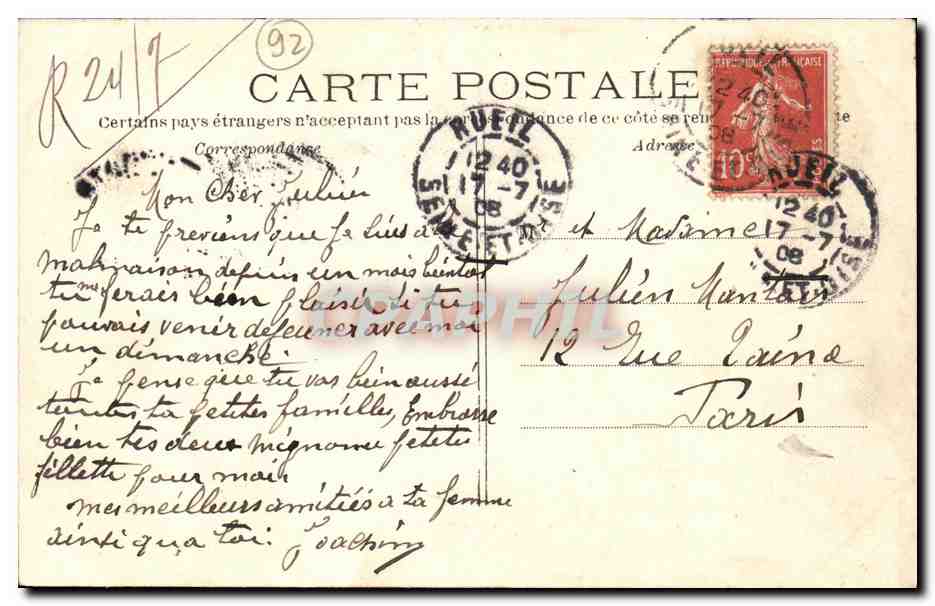 CPA Rueil Petite Malmaison Jardins a la Francaise — Rückseite