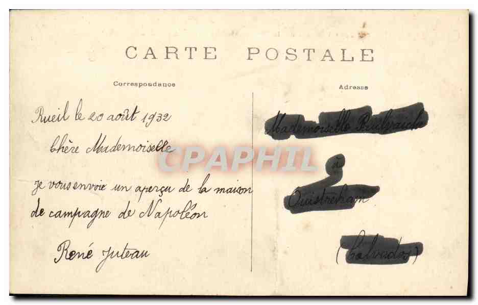 CPA Chateau de la Malmaison cote du Parc cygne — Rückseite
