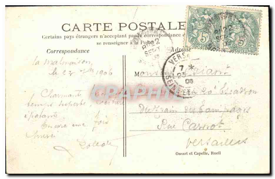 CPA Chateau de la Malmaison Napoleon 1er — Rückseite