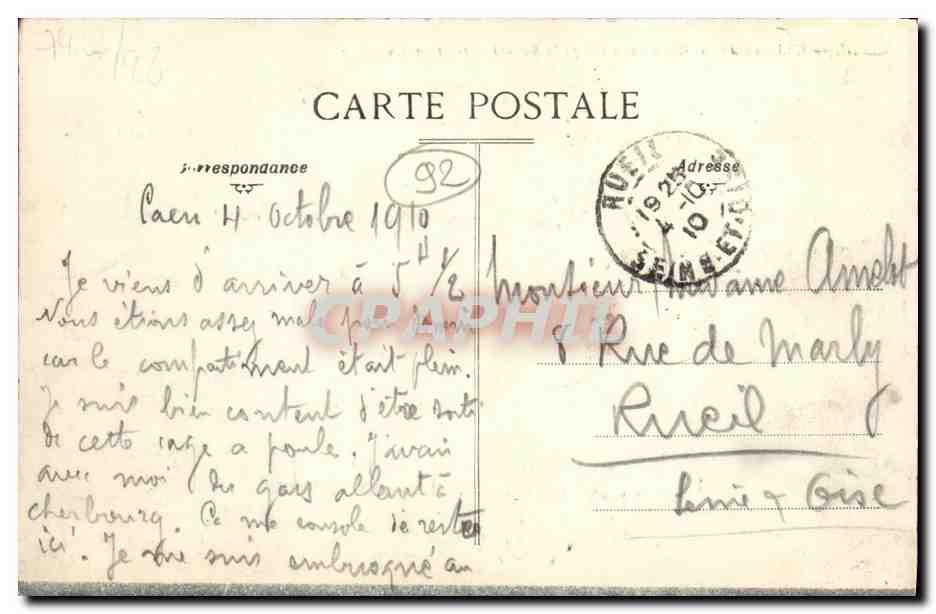 CPA Rueil Chateau de la Malmaison et la Chapelle — Rückseite