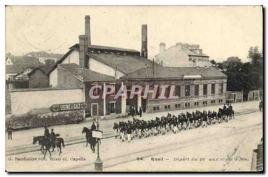 Rueil — Départ du 16- aux écoles d'feu. — G. Baudinière édit. Rueil cl. Capelle