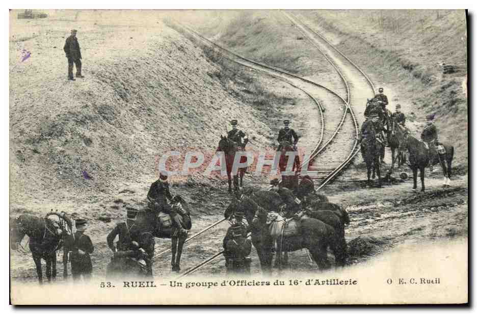 CPA Rueil Un groupe d Officiers du 16eme d Artillerie Militaria