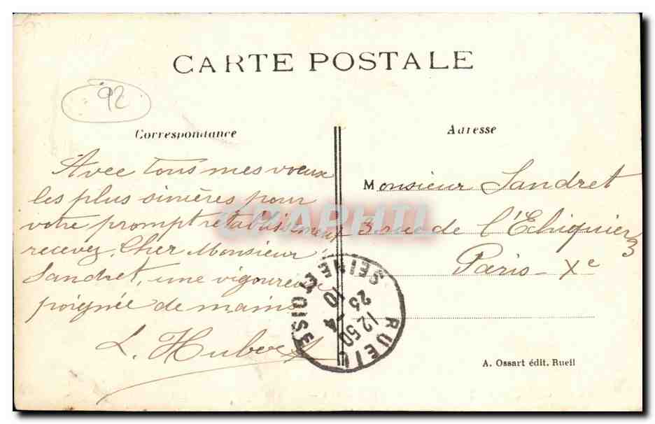 CPA Chateau de la Malmaison Le Chemin de l Exil — Rückseite