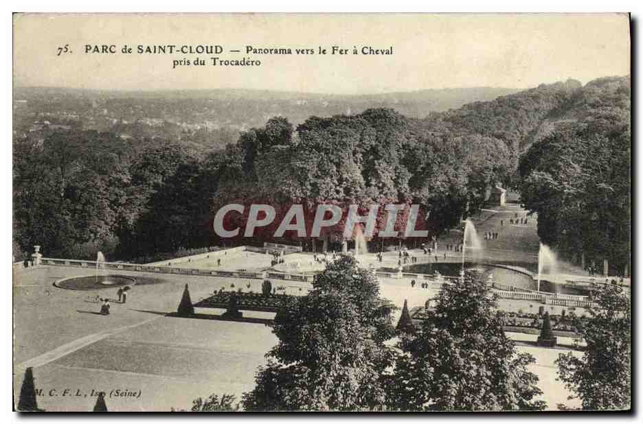 CPA Parc de Saint Cloud Panorama vers les Fer a Cheval pris du Trocadero