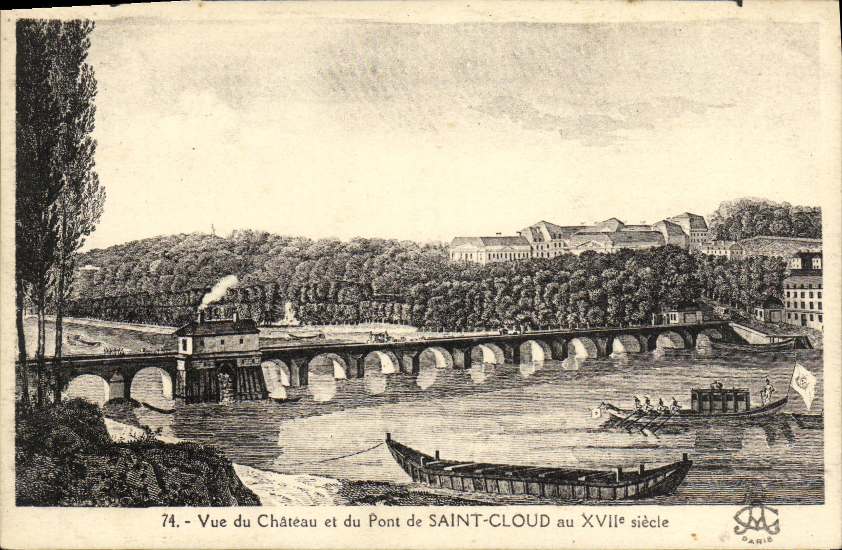 CPA Parc de Saint Cloud Vue Du Chateau et du Pont de