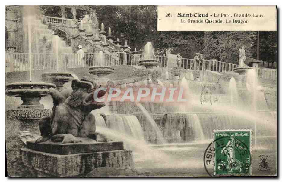 CPA Parc de Saint Cloud Le Parc Grande Eauxc La Grande Cascade Le Dragon