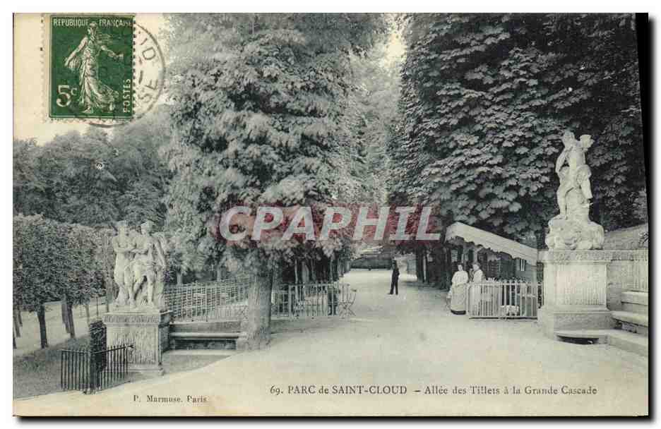 CPA Parc de Saint Cloud Le Parc Allee des Tillets a la Grande Cascades