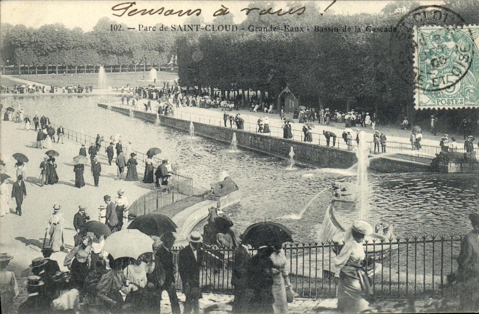 CPA Parc De Saint Cloud Grandes Eaux Bassin de la cascade