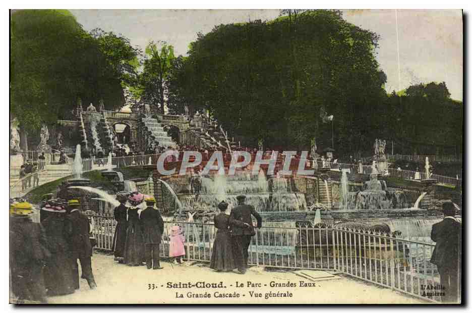 CPA Parc De Saint Cloud Le Parc Grandes Eaux La Grande Cascade Vue Generale