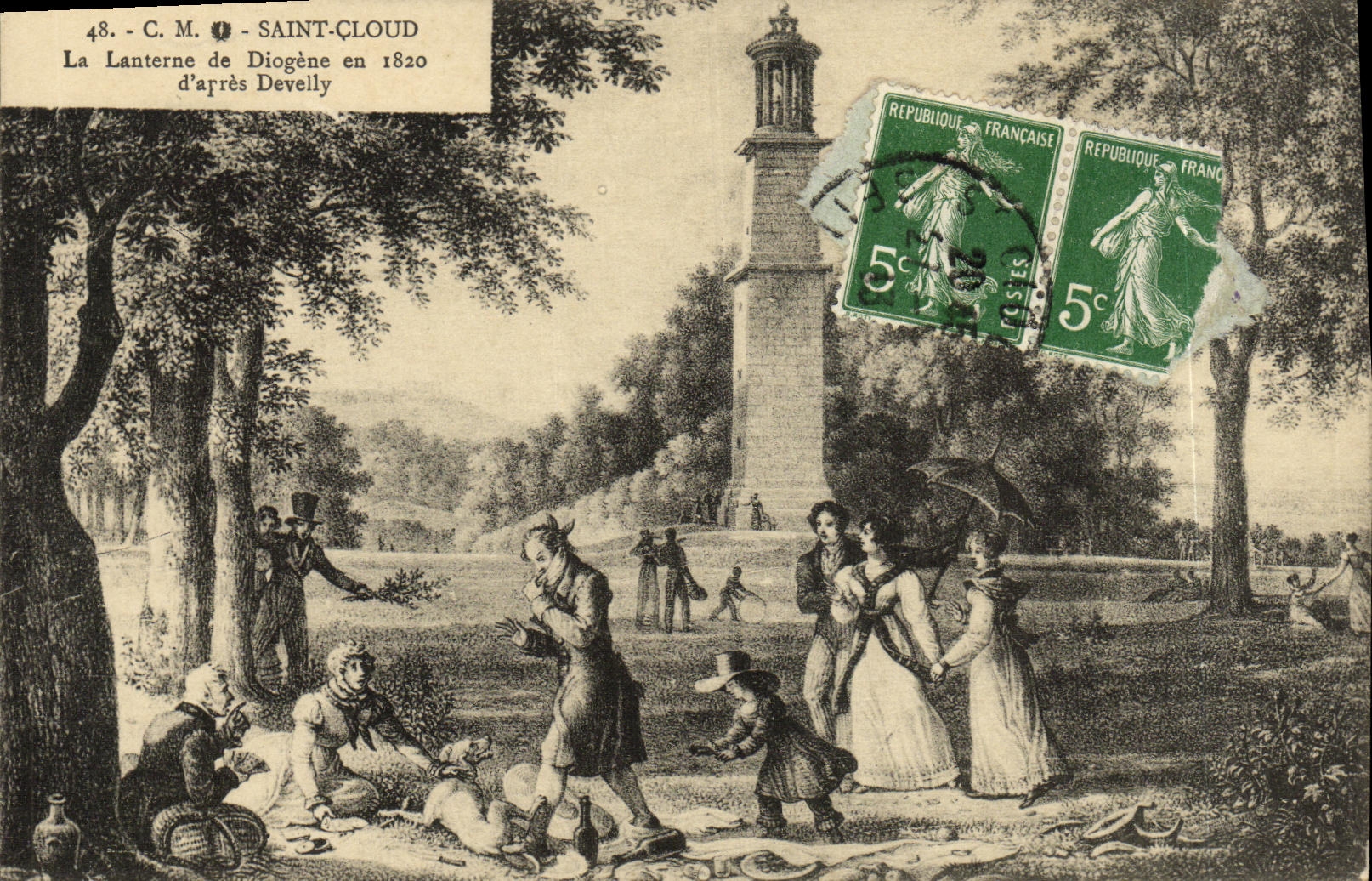 CPA Parc De Saint Cloud La Lanterne de Diogene en 1820 d apres Develly