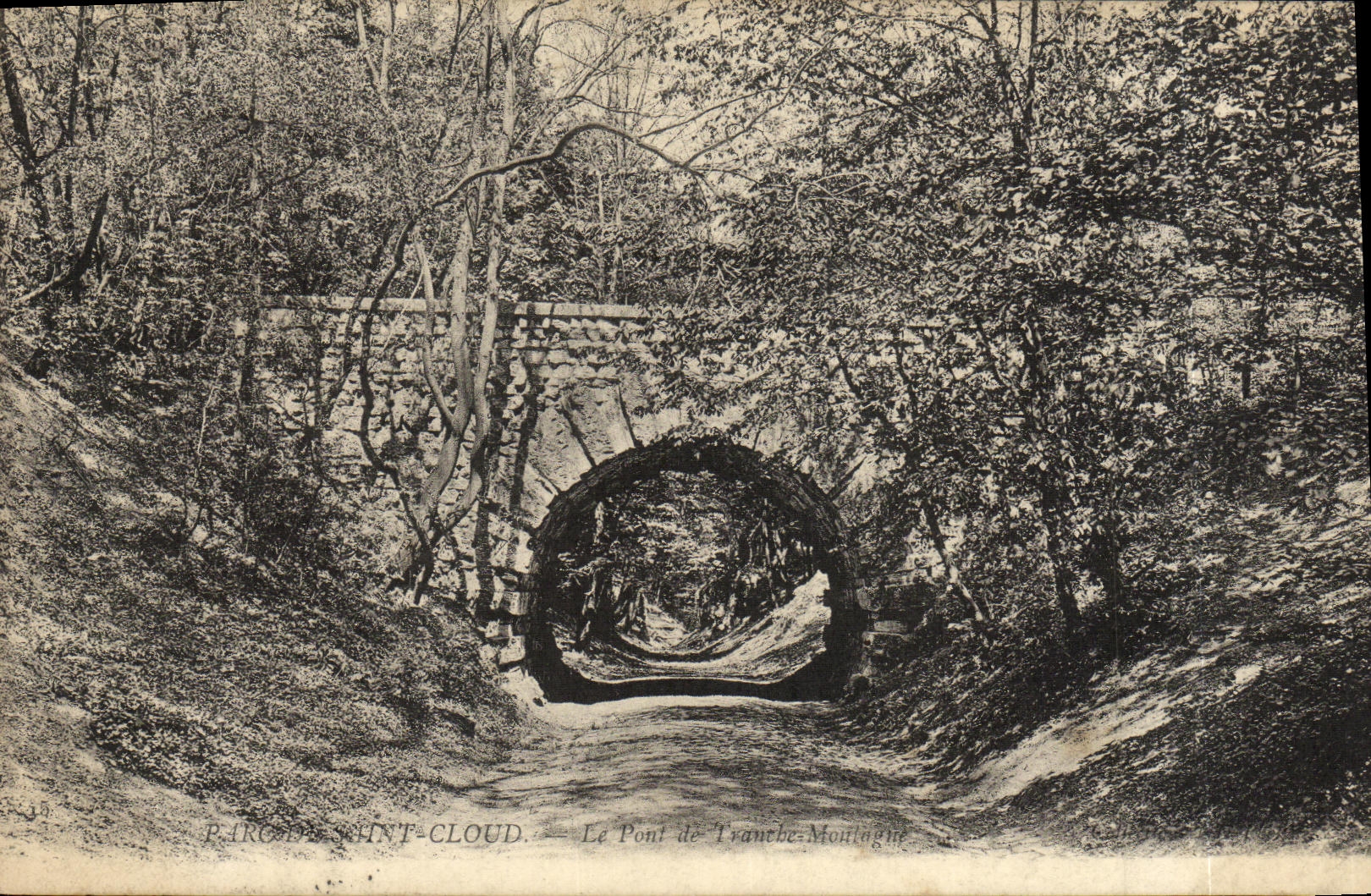CPA Parc De Saint Cloud Le pont de Tranche montagne