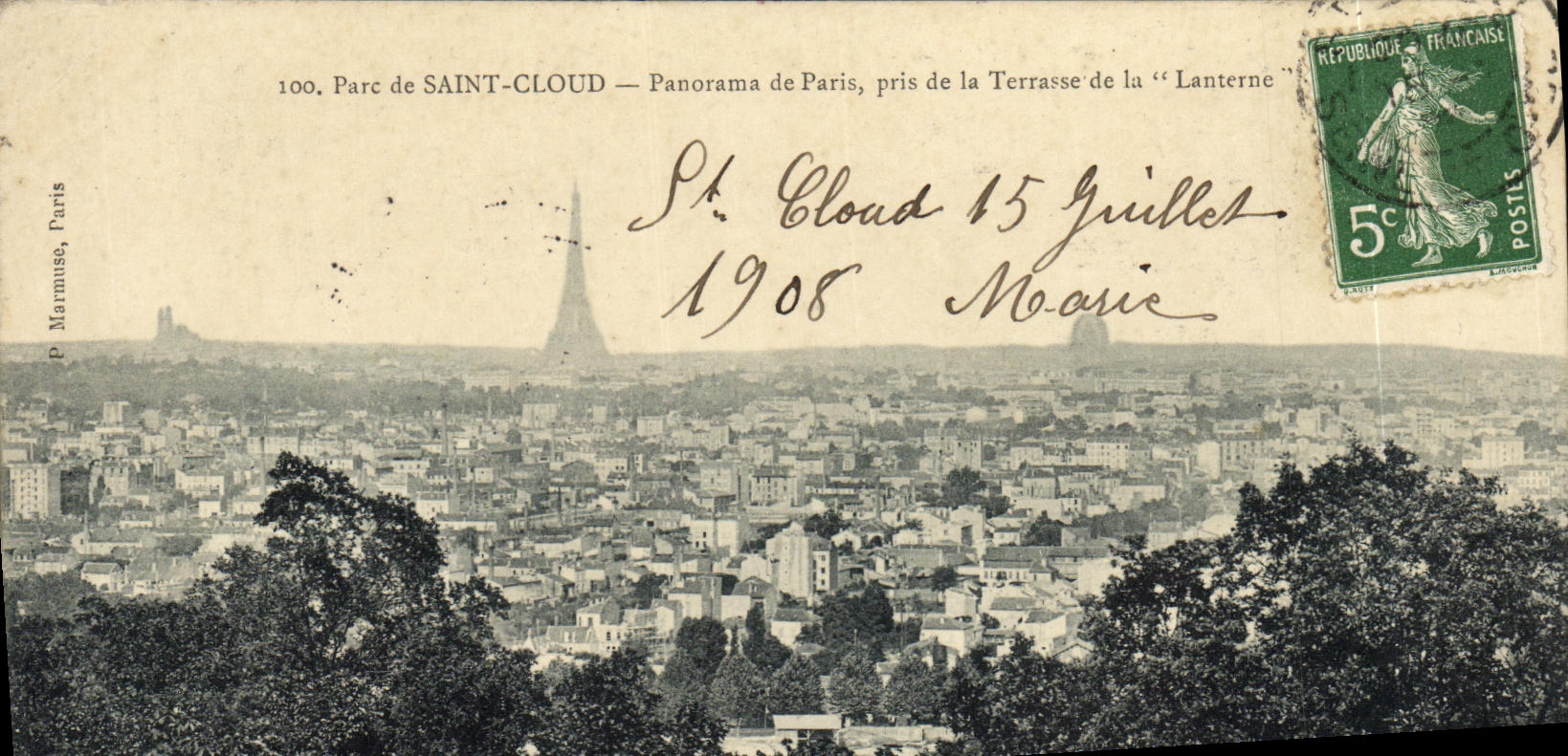 CPA Parc De Saint Cloud Panorama pris de la terrasse de la Lanterne Tour eiffel