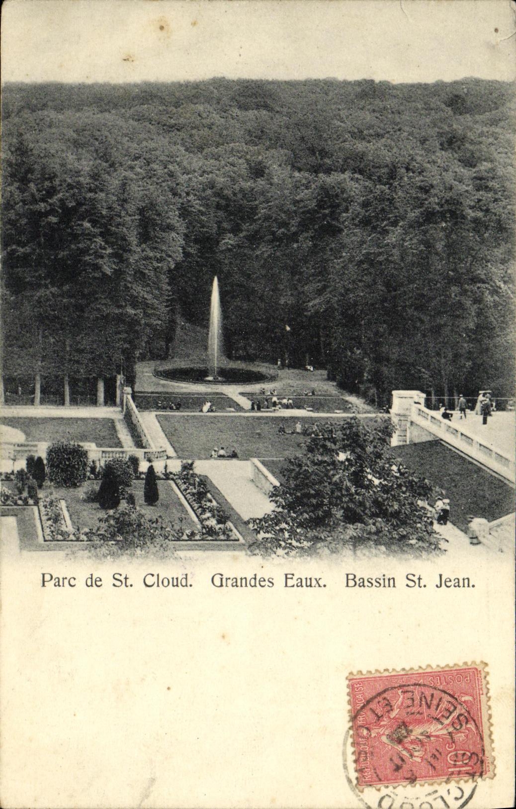 CPA Parc de Saint Cloud Grandes Eaux Bassin St Jean