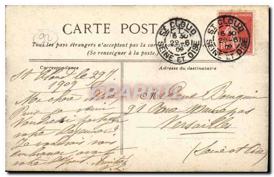 CPA Parc de Saint Cloud La Seine L Embarcadere Peniches Bateau — Rückseite