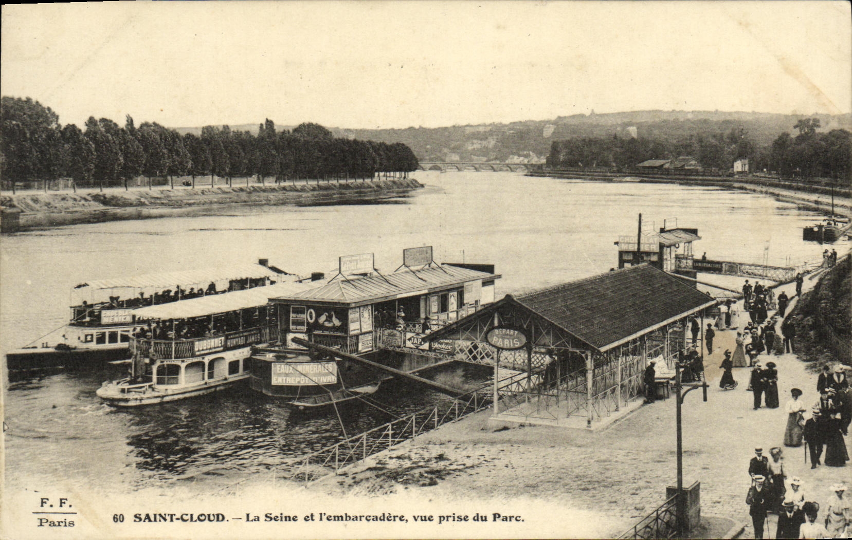 Saint-Cloud — La Seine et l'embarcadère, vue prise du Parc — F.F. Paris, n°60