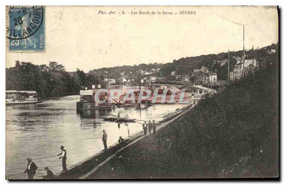 CPA Sevres Les Bords de la Seine Pecheurs Peche