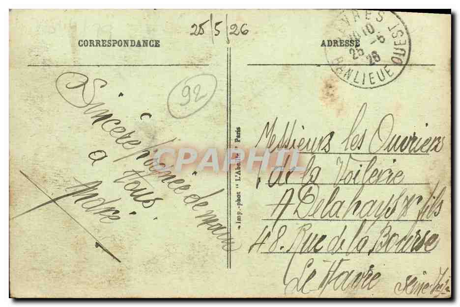 CPA Sevres Les Bords de la Seine Bateau Peniche — Rückseite