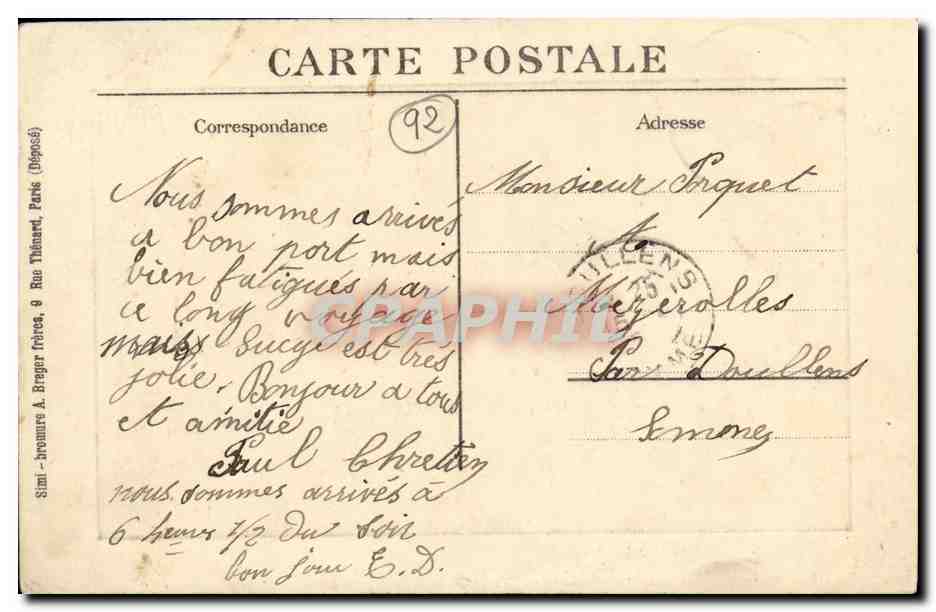 CPA Sucy en Brie Vue generale Rue du Moutier — Back