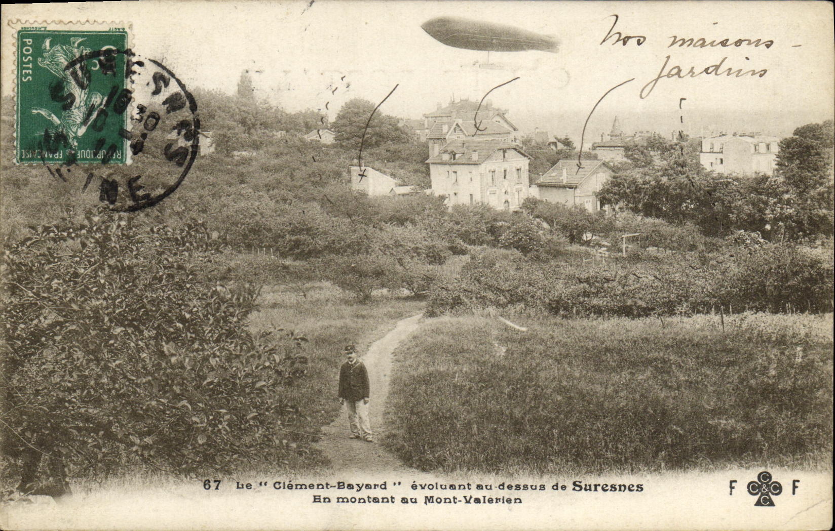 CPA Sevres Ciement Bayord En Montant au Mont Valerien Zeppelin Dirigeable