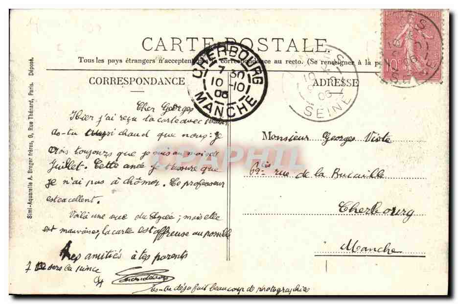 CPA Vanves Lycee Michelet Le Parloir et le Cahinet du Proviseur — Rückseite