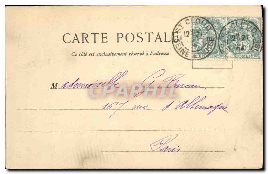 CPA Ville d Avray Le Grande Etang — Rückseite